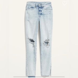 Curvy High-Waisted Button-Fly OG Straight Ripped Side-Split Ankle Jean
